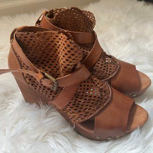 Rare Vintage Free People Wood Platform Sandals 38